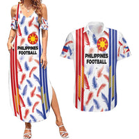 Custom Philippines Champions Football Jersey Couples Matching Summer Maxi Dress and Hawaiian Shirt - Wonder Print Shop