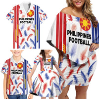 Custom Philippines Champions Football Jersey Family Matching Off Shoulder Short Dress and Hawaiian Shirt - Wonder Print Shop