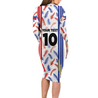 Custom Philippines Champions Football Jersey Long Sleeve Bodycon Dress - Wonder Print Shop