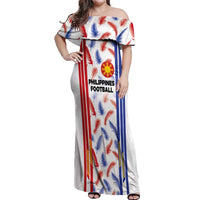 Custom Philippines Champions Football Jersey Off Shoulder Maxi Dress - Wonder Print Shop