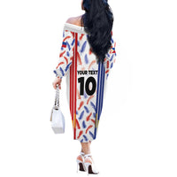 Custom Philippines Champions Football Jersey Off The Shoulder Long Sleeve Dress - Wonder Print Shop