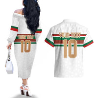Custom Morocco Football Couples Matching Off The Shoulder Long Sleeve Dress and Hawaiian Shirt The Roar of Atlas Lions - Wonder Print Shop