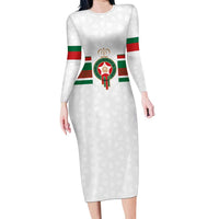 Custom Morocco Football Family Matching Long Sleeve Bodycon Dress and Hawaiian Shirt The Roar of Atlas Lions - Wonder Print Shop