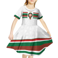 Custom Morocco Football Kid Short Sleeve Dress The Roar of Atlas Lions - Wonder Print Shop