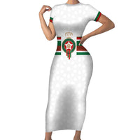 Custom Morocco Football Short Sleeve Bodycon Dress The Roar of Atlas Lions - Wonder Print Shop
