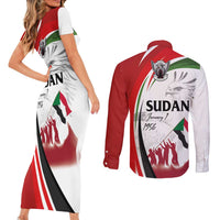 Sudan Independence Day Couples Matching Short Sleeve Bodycon Dress and Long Sleeve Button Shirt Victory is Ours - Soldiers of the Homeland - Wonder Print Shop
