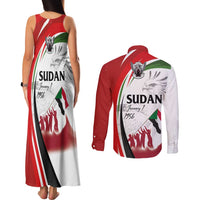 Sudan Independence Day Couples Matching Tank Maxi Dress and Long Sleeve Button Shirt Victory is Ours - Soldiers of the Homeland - Wonder Print Shop