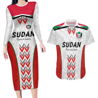 Custom Sudan Football Couples Matching Long Sleeve Bodycon Dress and Hawaiian Shirt Falcons of Jediane - Wings of Victory - Wonder Print Shop