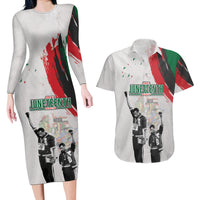 Personalized Juneteenth Freedom Day Couples Matching Long Sleeve Bodycon Dress and Hawaiian Shirt 1968 Black Power Salute - Wonder Print Shop