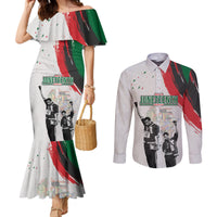 Personalized Juneteenth Freedom Day Couples Matching Mermaid Dress and Long Sleeve Button Shirt 1968 Olympics Black Power Salute