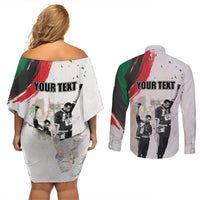 Personalized Juneteenth Freedom Day Couples Matching Off Shoulder Short Dress and Long Sleeve Button Shirt 1968 Black Power Salute - Wonder Print Shop