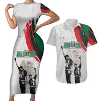 Personalized Juneteenth Freedom Day Couples Matching Short Sleeve Bodycon Dress and Hawaiian Shirt 1968 Black Power Salute - Wonder Print Shop