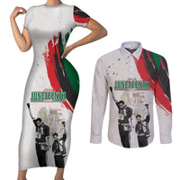 Personalized Juneteenth Freedom Day Couples Matching Short Sleeve Bodycon Dress and Long Sleeve Button Shirt 1968 Black Power Salute - Wonder Print Shop