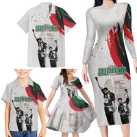 Personalized Juneteenth Freedom Day Family Matching Long Sleeve Bodycon Dress and Hawaiian Shirt 1968 Black Power Salute - Wonder Print Shop