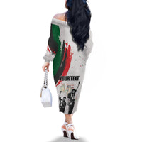 Personalized Juneteenth Freedom Day Family Matching Off The Shoulder Long Sleeve Dress and Hawaiian Shirt 1968 Black Power Salute - Wonder Print Shop