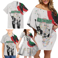 Personalized Juneteenth Freedom Day Family Matching Off Shoulder Short Dress and Hawaiian Shirt 1968 Black Power Salute - Wonder Print Shop