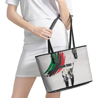Personalized Juneteenth Freedom Day Leather Tote Bag 1968 Black Power Salute - Wonder Print Shop