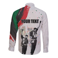 Personalized Juneteenth Freedom Day Long Sleeve Button Shirt 1968 Black Power Salute - Wonder Print Shop