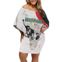 Personalized Juneteenth Freedom Day Off Shoulder Short Dress 1968 Black Power Salute - Wonder Print Shop
