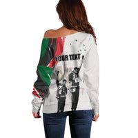 Personalized Juneteenth Freedom Day Off Shoulder Sweater 1968 Black Power Salute - Wonder Print Shop
