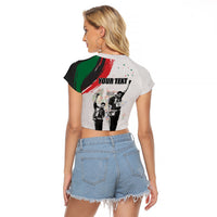 Personalized Juneteenth Freedom Day Raglan Cropped T Shirt 1968 Black Power Salute - Wonder Print Shop