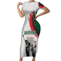 Personalized Juneteenth Freedom Day Short Sleeve Bodycon Dress 1968 Black Power Salute - Wonder Print Shop