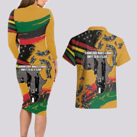 Juneteenth Freedom Day Couples Matching Long Sleeve Bodycon Dress and Hawaiian Shirt 1968 Black Power Salute Broken Chain - Wonder Print Shop