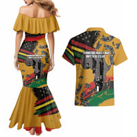 Juneteenth Freedom Day Couples Matching Mermaid Dress and Hawaiian Shirt 1968 Black Power Salute Broken Chain - Wonder Print Shop