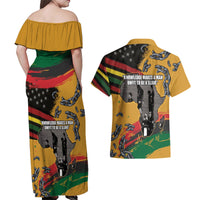 Juneteenth Freedom Day Couples Matching Off Shoulder Maxi Dress and Hawaiian Shirt 1968 Black Power Salute Broken Chain - Wonder Print Shop