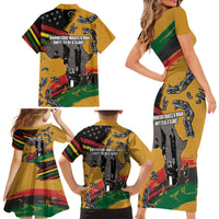 Juneteenth Freedom Day Family Matching Short Sleeve Bodycon Dress and Hawaiian Shirt 1968 Black Power Salute Broken Chain - Wonder Print Shop