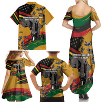 Juneteenth Freedom Day Family Matching Summer Maxi Dress and Hawaiian Shirt 1968 Black Power Salute Broken Chain - Wonder Print Shop