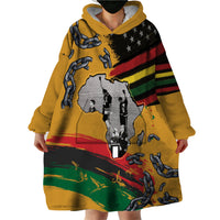 Juneteenth Freedom Day Wearable Blanket Hoodie 1968 Black Power Salute Broken Chain - Wonder Print Shop