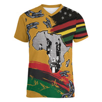 Juneteenth Freedom Day Women V-Neck T-Shirt 1968 Black Power Salute Broken Chain - Wonder Print Shop