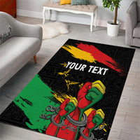 Personalized Juneteenth Freedom Day Area Rug Raised Fist Black Power and Africa Pattern - Wonder Print Shop
