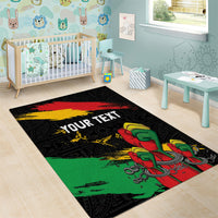 Personalized Juneteenth Freedom Day Area Rug Raised Fist Black Power and Africa Pattern - Wonder Print Shop