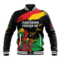 Personalized Juneteenth Freedom Day Baseball Jacket Raised Fist Black Power and Africa Pattern - Wonder Print Shop