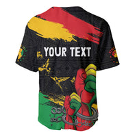 Personalized Juneteenth Freedom Day Baseball Jersey Raised Fist Black Power and Africa Pattern - Wonder Print Shop