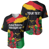 Personalized Juneteenth Freedom Day Baseball Jersey Raised Fist Black Power and Africa Pattern - Wonder Print Shop