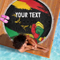 Personalized Juneteenth Freedom Day Beach Blanket Raised Fist Black Power and Africa Pattern - Wonder Print Shop