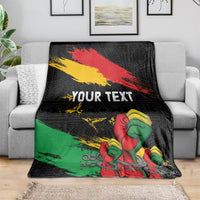 Personalized Juneteenth Freedom Day Blanket Raised Fist Black Power and Africa Pattern