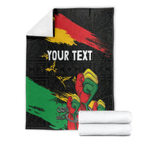Personalized Juneteenth Freedom Day Blanket Raised Fist Black Power and Africa Pattern