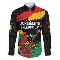 Personalized Juneteenth Freedom Day Family Matching Off The Shoulder Long Sleeve Dress and Hawaiian Shirt Raised Fist Black Power and Africa Pattern - Wonder Print Shop