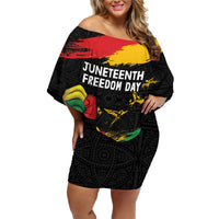 Personalized Juneteenth Freedom Day Family Matching Off Shoulder Short Dress and Hawaiian Shirt Raised Fist Black Power and Africa Pattern - Wonder Print Shop