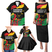 Personalized Juneteenth Freedom Day Family Matching Puletasi and Hawaiian Shirt Raised Fist Black Power and Africa Pattern - Wonder Print Shop