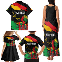 Personalized Juneteenth Freedom Day Family Matching Tank Maxi Dress and Hawaiian Shirt Raised Fist Black Power and Africa Pattern - Wonder Print Shop