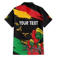 Personalized Juneteenth Freedom Day Family Matching Tank Maxi Dress and Hawaiian Shirt Raised Fist Black Power and Africa Pattern - Wonder Print Shop