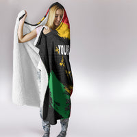 Personalized Juneteenth Freedom Day Hooded Blanket Raised Fist Black Power and Africa Pattern