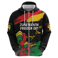 Personalized Juneteenth Freedom Day Hoodie Raised Fist Black Power and Africa Pattern - Wonder Print Shop