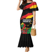 Personalized Juneteenth Freedom Day Mermaid Dress Raised Fist Black Power and Africa Pattern - Wonder Print Shop