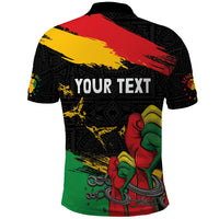 Personalized Juneteenth Freedom Day Polo Shirt Raised Fist Black Power and Africa Pattern - Wonder Print Shop